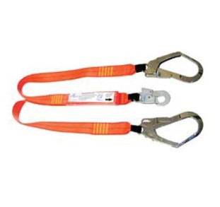 2m Double Leg Shock Lanyard with 1 D/A Hook and 2 Scaff hooks