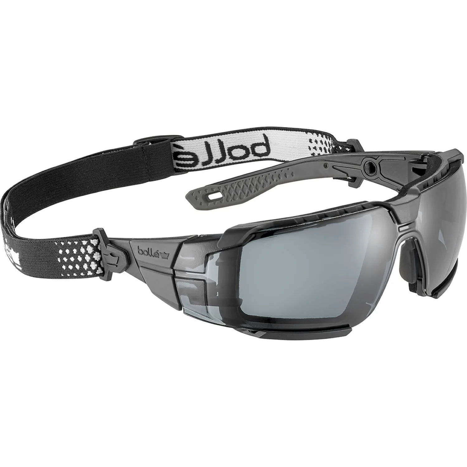 RUSH+ 2.0 XP M/L SAFETY SPECTACLE PC SMOKE LENS PLATINUM BLACK/DARK GREY TEMPLES