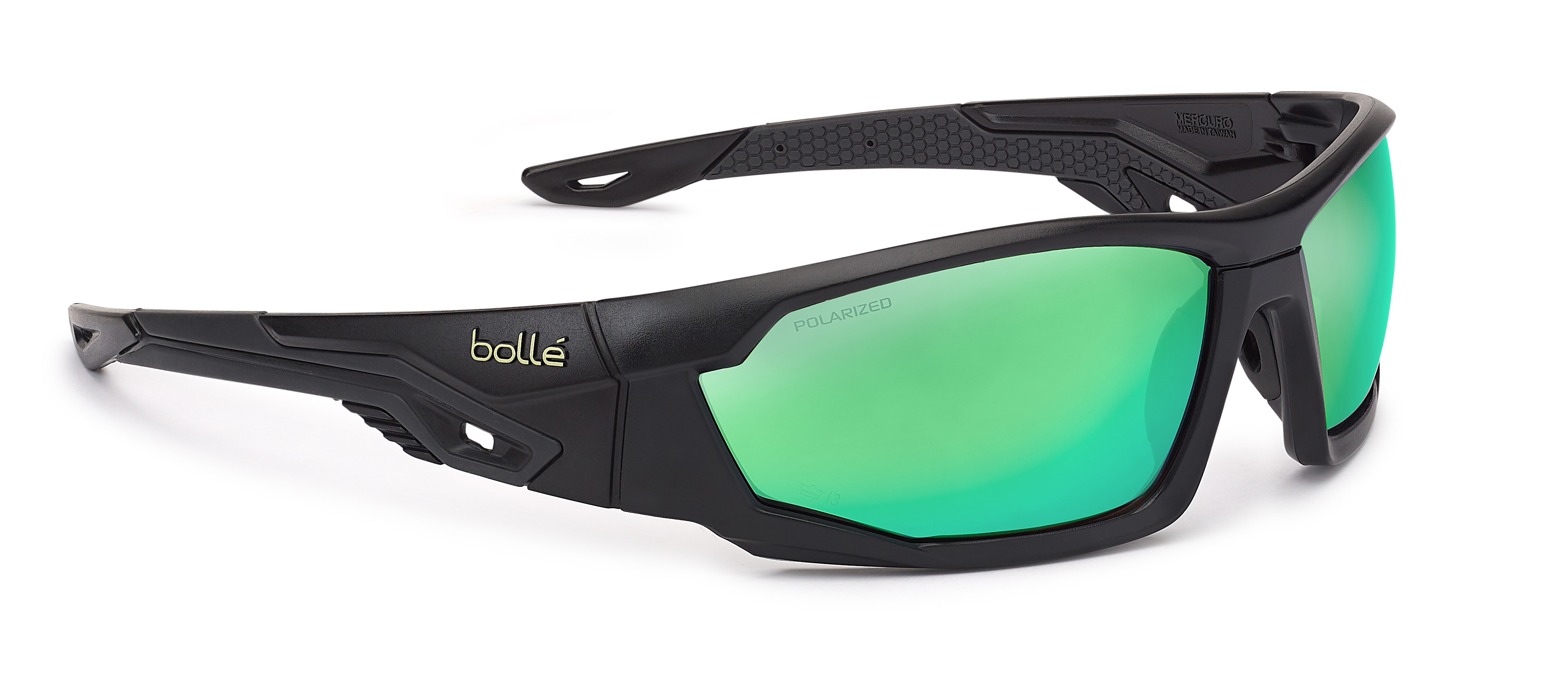 MERCURO Grey / Black Temples Emerald Flash (Green Flash) Polarised Lens - Soft Drawstring 