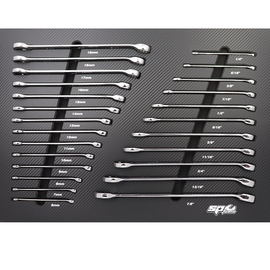 25pce Eva MotorSport Quad Drive Ring and Open End Spanner Kit - Metric/Imperial - SP Tools