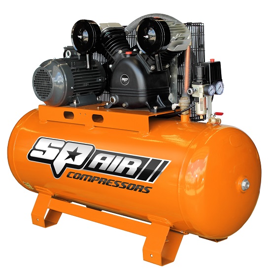 5.5HP Belt Drive 415V Industrial Cast 200L Compressor - SP Tools