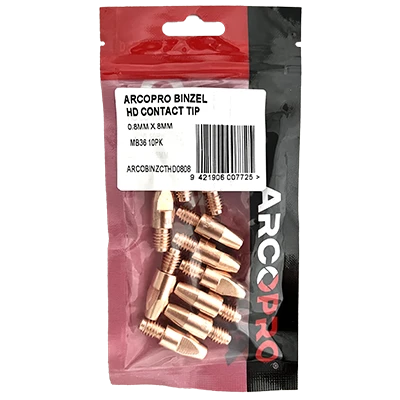 ARCOPRO BINZEL HD CONTACT TIP 0.8MM X 8MM MB36 10PK 